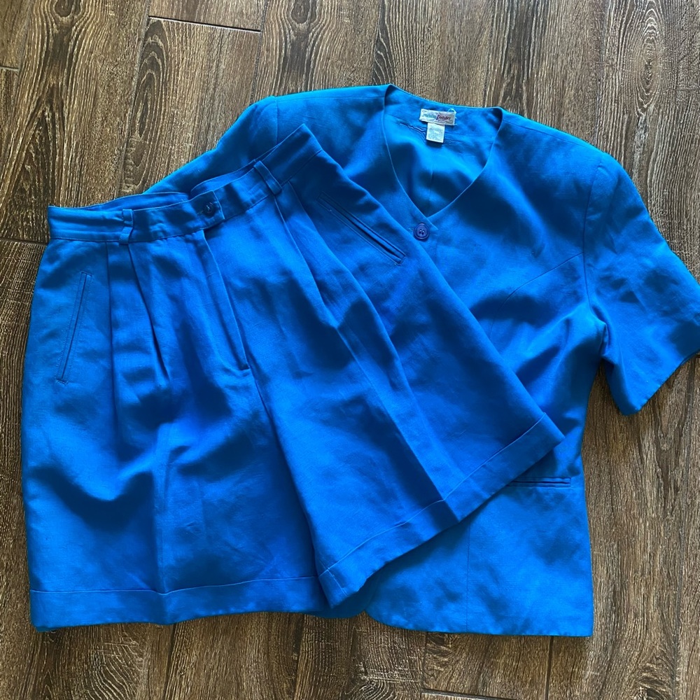 Vintage aqua blue blazer short set